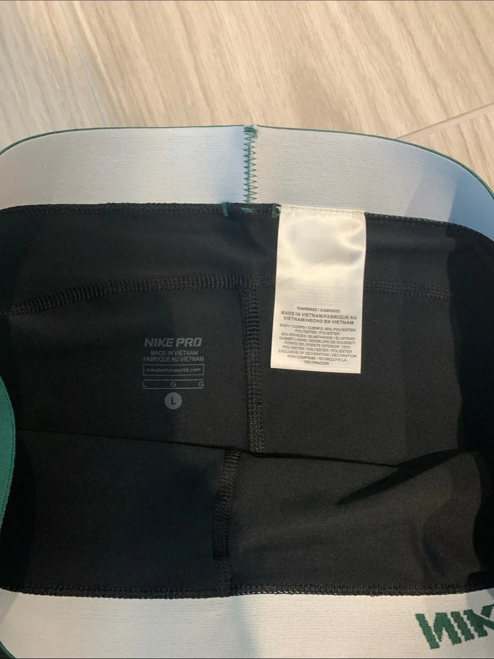 Nike Black Athletic Shorts with Green Waistband